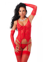 Amorable by Rimba - Korsett mit G-String, Handschuhen und...