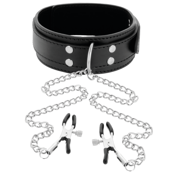 DARKNESS - HALSBAND MIT NIPPELKlammern SCHWARZ