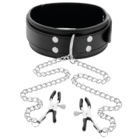 DARKNESS - HALSBAND MIT NIPPELKlammern SCHWARZ