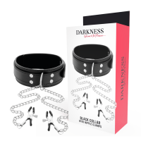 DARKNESS - HALSBAND MIT NIPPELKlammern SCHWARZ