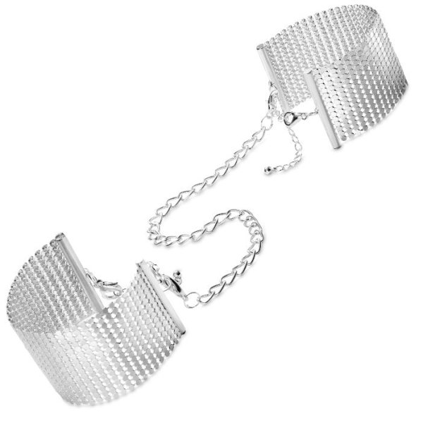 BIJOUX DÉSIR MÉTALLIQUE SILVER METALLIC MESH HANDCUFFS