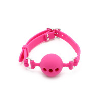 Silicone Ball Gag with Holes Pink
