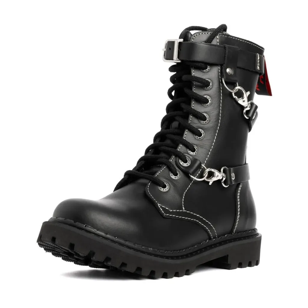 Angry Itch 10-Loch 3 Straps LIGHT Stiefel Leder Schwarz